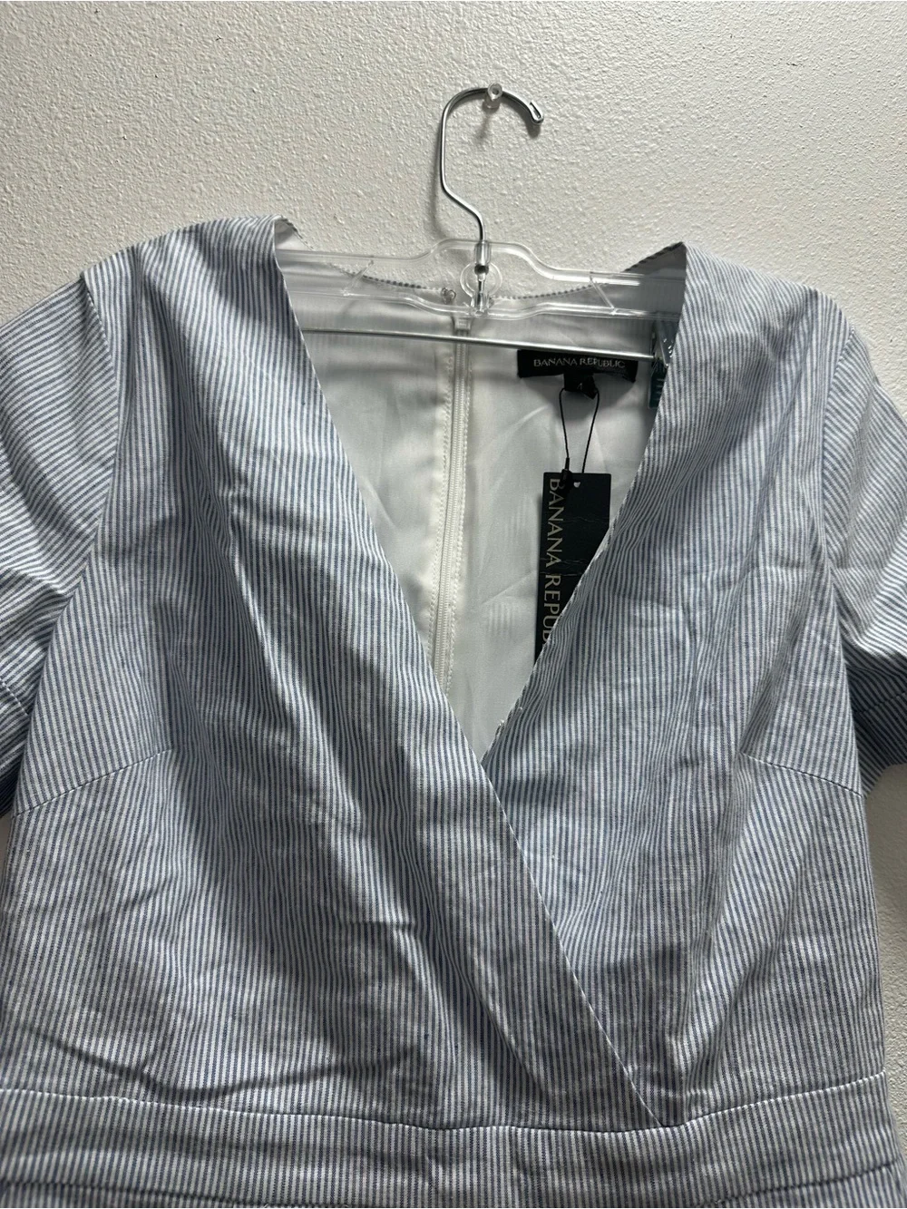 Banana Republic Blue Seersucker Stripe Romper